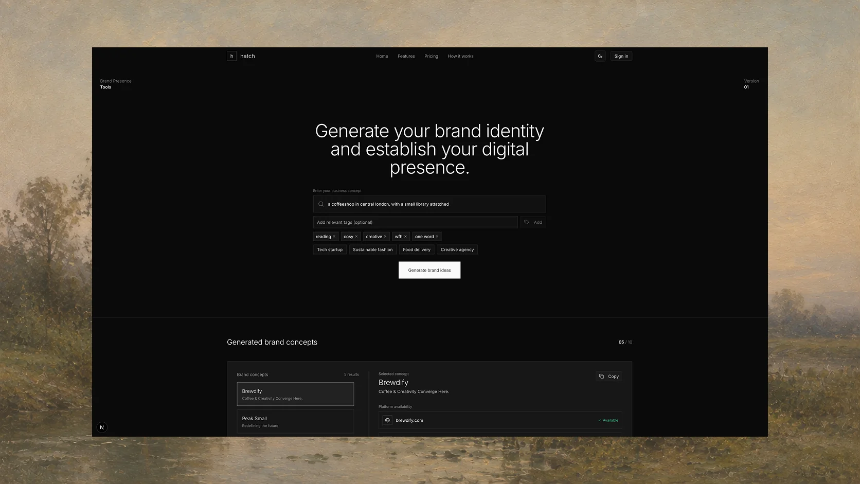 The Hatch homepage turns an early business idea into a clear place to begin.