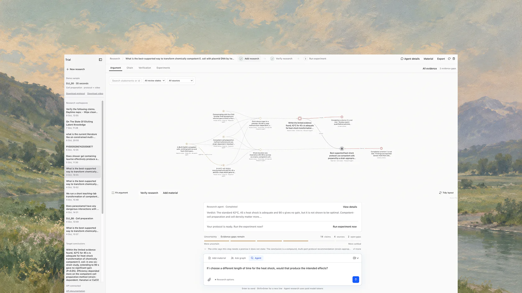 Claims, source passages and reasoning meet in Trial's argument graph.