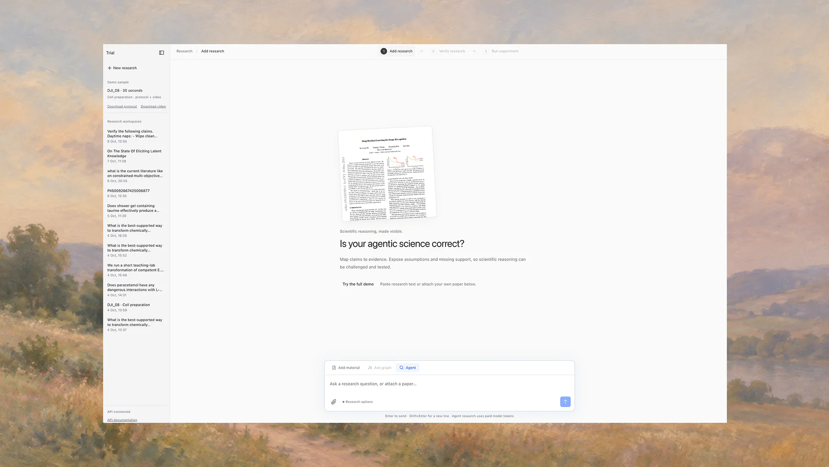 Trial research workspace preview